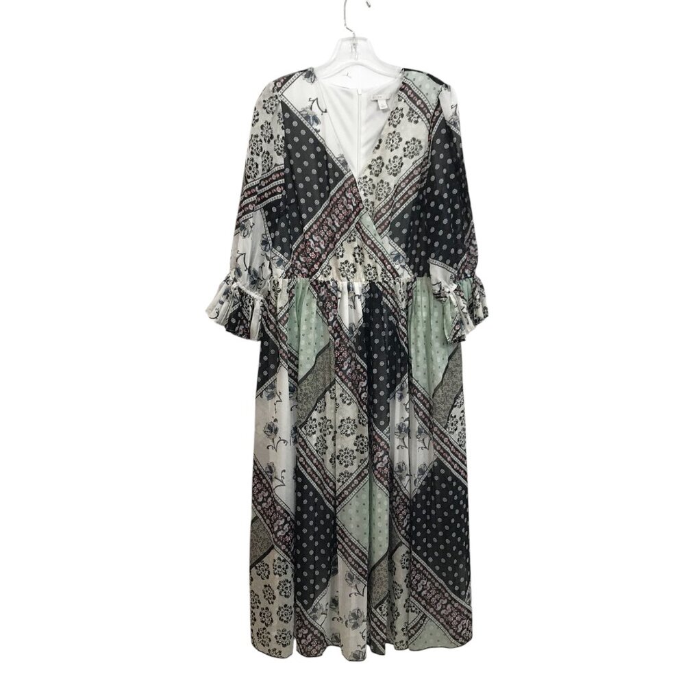 Cato Casual Floral Dress L Multicolor Ruffle Sleeve V-Neck